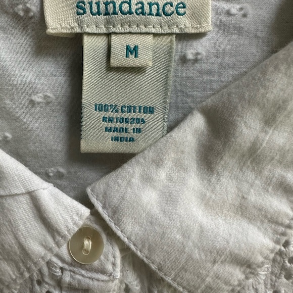 Sundance Collected Memories White Eyelet Button Down Top Medium - Picture 4 of 4